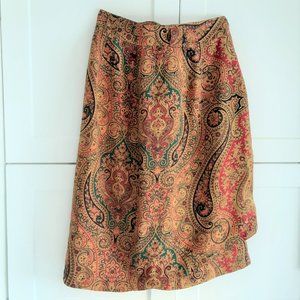 Unbranded Women's Skirt Paisley Print Gold Red Green Black 24" Waist